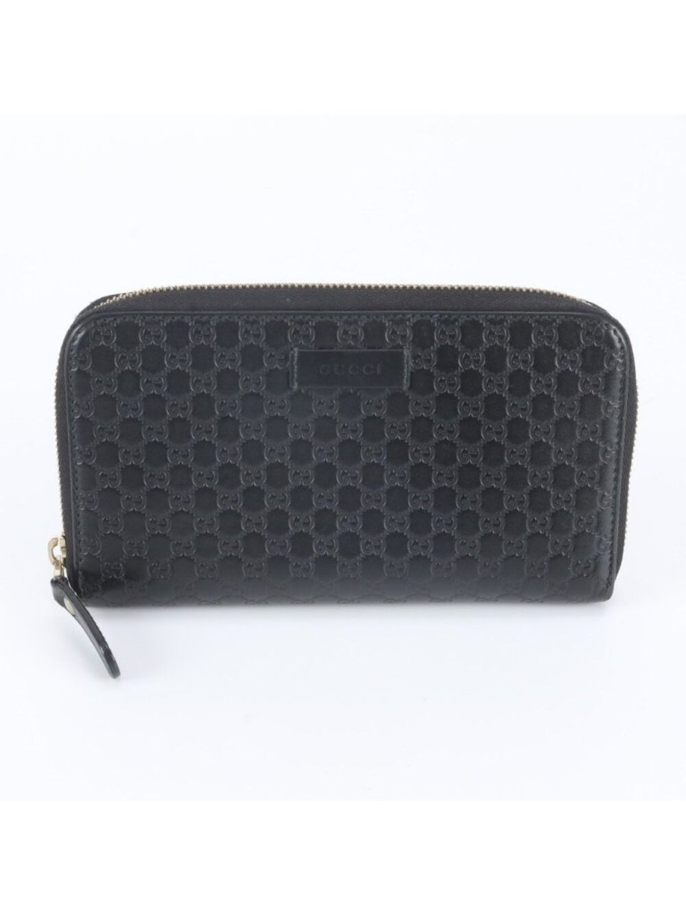 Gucci Micro Guccissima Leather Wallet Zip Around Black